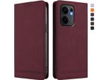 Custodia Per Oppo Reno13 F 5G, Custodia Retro In Finto Cuoio Con Supporto E Slot Per Carte Di Credito Rosso