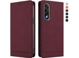 Custodia Per Oneplus Nord 5, Custodia Retro In Finto Cuoio Con Supporto E Slot Per Carte Rosso