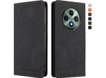 Custodia Per Oppo Reno12 F 5G/Reno12 F 4G, Custodia Retro In Finto Cuoio Flip Con Supporto E Slot Per Schede Nero