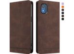 Custodia Per Nokia C02, Flip Case In Finto Cuoio Retrò Con Supporto E Slot Per Carte Di Credito Marrone