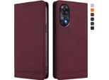 Custodia Per Oppo Reno8 T 4G, Custodia Retro In Finto Cuoio Con Supporto E Slot Per Carte Di Credito Rosso