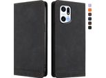 Custodia Per Oppo Find X5 Pro, Custodia Retro In Finto Cuoio Flip Con Supporto E Slot Per Carte Nero