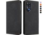 Custodia Per Oppo Reno8 T 4G, Custodia Retro In Finto Cuoio Flip Con Supporto E Slot Per Schede Nero