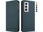 Custodia Per Oppo Reno12 5G, Custodia Retro In Finto Cuoio Flip Con Supporto E Slot Per Carte Verde