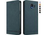 Custodia Per Samsung Galaxy J4 2018, Retro Custodia Flip In Finto Cuoio Con Supporto E Slot Per Carte Verde