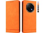 Custodia Per Oppo F29 Pro, Custodia Retro In Finto Cuoio Flip Con Supporto E Slot Per Carte Arancione