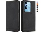 Custodia Per Itel P38/Itel S17/Itel Vision 3, Custodia Retro In Finto Cuoio Con Supporto E Slot Per Carte Nero