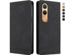 Custodia Per Oneplus Nord CE4 Lite, Custodia Retro In Finto Cuoio Con Supporto E Slot Per Schede Nero