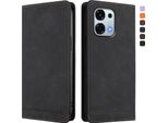 Custodia Per Oppo A6 Pro 5G/Oppo A6 Pro 4G, Custodia Retro In Finto Cuoio Flip Con Supporto E Slot Per Schede Nero