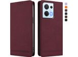 Custodia Per Oppo Reno8 5G, Custodia Retro In Finto Cuoio Con Supporto E Slot Per Carte Di Credito Rosso
