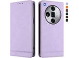 Custodia Per Oppo Find X7 Ultra, Custodia Retro In Finto Cuoio Flip Con Supporto E Slot Per Carte Di Credito Viola
