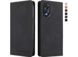 Custodia Per Oppo A38 4G, Custodia Retro In Finto Cuoio Con Supporto E Slot Per Carte Di Credito Nero