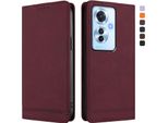 Custodia Per Oppo Reno11 F 5G, Custodia Retro In Finto Cuoio Flip Con Supporto E Slot Per Carte Di Credito Rosso