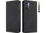 Custodia Per Nokia G21/Nokia G11, Custodia Retro In Finto Cuoio Con Supporto E Slot Per Carte Di Credito Nero