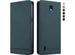 Custodia Per Nokia C01 Plus/Nokia C1 2Nd Edition, Custodia Retro In Finto Cuoio Flip Con Supporto E Slot Per Schede Verde
