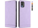 Custodia Per Nokia C32, Flip Case In Finto Cuoio Retrò Con Supporto E Slot Per Carte Di Credito Viola
