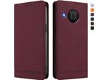 Custodia Per Nokia X20/Nokia X10, Custodia Retro In Finto Cuoio Con Supporto E Slot Per Carte Di Credito Rosso