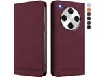 Custodia Per Oppo Find X8 Pro, Custodia Retro In Finto Cuoio Flip Con Supporto E Slot Per Carte Rosso