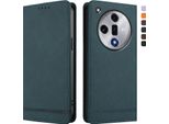 Custodia Per Oppo Find X7, Custodia Retro In Finto Cuoio Flip Con Supporto E Slot Per Carte Verde
