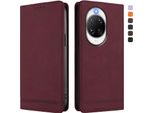 Custodia Per Huawei Nova 14 Ultra, Custodia Retro In Finto Cuoio Con Supporto E Slot Per Carte Di Credito Rosso