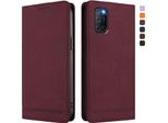 Custodia Per Oppo A72 / A92 / A72 4G, Custodia Retro In Finto Cuoio Con Supporto E Slot Per Carte Rosso