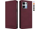 Custodia Per Oppo A6 Pro 5G/Oppo A6 Pro 4G, Retro Custodia In Finto Cuoio Flip Con Supporto E Slot Per Carte Rosso
