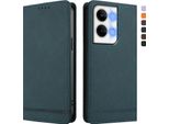 Custodia Per Oppo Reno9 /Reno9 Pro 5G, Custodia Retro In Finto Cuoio Flip Con Supporto E Slot Per Carte Verde