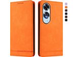 Custodia Per Oppo A60 4G, Custodia Retro In Finto Cuoio Flip Con Supporto E Slot Per Carte Orange
