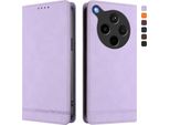 Custodia Per Oppo Find X8S+, Custodia Retro In Finto Cuoio Con Supporto E Slot Per Carte Purple