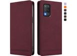 Custodia Per Realme 8 5G, Custodia Retro In Finto Cuoio Con Supporto E Slot Per Carte Di Credito Rosso