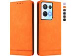 Custodia Per Oppo Reno8 Pro 5G, Custodia Retro In Finto Cuoio Con Supporto E Slot Per Carte Orange