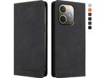 Custodia Per Oppo A5 Pro 4G/A5 Pro 5G, Retro Custodia In Finto Cuoio Flip Con Supporto E Slot Per Schede Nero