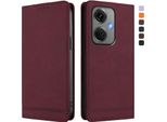 Custodia Per Oppo K11 5G, Custodia Retro In Finto Cuoio Con Supporto E Slot Per Carte Di Credito Rosso