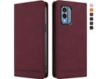 Custodia Per Nokia X30, Flip Case In Finto Cuoio Retrò Con Supporto E Slot Per Carte Di Credito Rosso