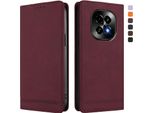 Custodia Per Realme C63 5G, Custodia Retro In Finto Cuoio Con Supporto E Slot Per Carte Di Credito Rosso