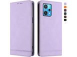 Custodia Per Realme 9 4G/Realme 9 Pro+ 5G, Custodia Retro In Finto Cuoio Flip Con Supporto E Slot Per Carte Di Credito Viola