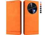Custodia Per Huawei Nova 12I /Nova 13I, Retro Custodia Flip In Finto Cuoio Con Supporto E Slot Per Schede Arancione