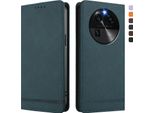 Custodia Per Oppo Find X6, Custodia Retro In Finto Cuoio Flip Con Supporto E Slot Per Carte Verde
