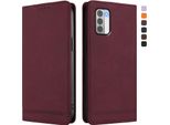 Custodia Per Nokia G42/Nokia G310, Custodia Retro In Finto Cuoio Con Supporto E Slot Per Carte Di Credito Rosso