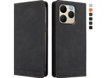 Custodia Per Realme 15T 5G, Retro Custodia In Finto Cuoio Flip Con Supporto E Slot Per Carte Nero