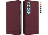 Custodia Per Oneplus Nord CE4, Custodia Retro In Finto Cuoio Con Supporto E Slot Per Carte Rosso