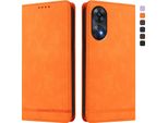 Custodia Per Oppo Reno8 T 4G, Custodia Retro In Finto Cuoio Flip Con Supporto E Slot Per Carte Orange