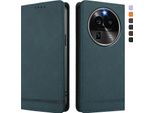 Custodia Per Oppo Find X6 Pro, Custodia Retro In Finto Cuoio Flip Con Supporto E Slot Per Carte Verde