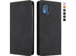 Custodia Per Nokia C02, Flip Case In Finto Cuoio Retrò Con Supporto E Slot Per Carte Di Credito Nero