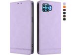 Custodia Per Oppo F17 Pro, Custodia Retro In Finto Cuoio Flip Con Supporto E Slot Per Carte Purple