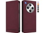 Custodia Per Oppo Find X8, Custodia Retro In Finto Cuoio Flip Con Supporto E Slot Per Carte Rosso
