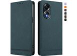Custodia Per Oppo A58 4G, Custodia Retro In Finto Cuoio Flip Con Supporto E Slot Per Carte Verde