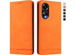Custodia Per Oppo A98 / Oppo A1 5G, Custodia Retro In Finto Cuoio Con Supporto E Slot Per Carte Orange