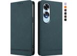 Custodia Per Oppo A60 4G, Custodia Retro In Finto Cuoio Flip Con Supporto E Slot Per Carte Verde