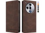 Custodia Per Oppo Find X7, Custodia Retro In Finto Cuoio Con Supporto E Slot Per Carte Di Credito Marrone